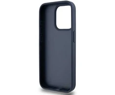 DKNY PU Leather Checkered Pattern and Stripe dėklas telefonui Apple iPhone 15 Pro mėlynos spalvos