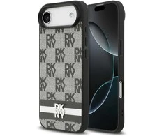 DKNY PU Leather Checkered Pattern and Stripe dėklas skirtas Apple iPhone Air juodos spalvos