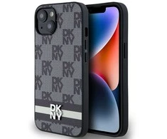 Apple iPhone 13 / 14 / 15 DKNY odinis dėklas Checkered Mono Pattern & Printed Stripes (DKHCP14SPCPTSSK) juodos spalvos
