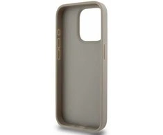 DKNY PU Leather Checkered Pattern and Stripe dėklas telefonui Apple iPhone 15 Pro Max rusvai gelsvas