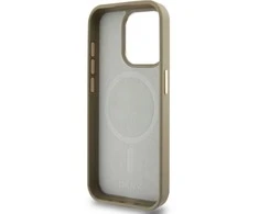 DKNY PU Leather Checkered Pattern Magsafe dėklas telefonui Apple iPhone 15 Pro Max rusvai gelsvas