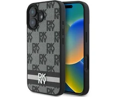 Apple iPhone 16 DKNY Checkered Pattern & Printed Stripes (DKHCP16SPCPTSSK) dėklas telefonui juodos spalvos