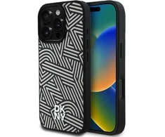 Dėklas DKNY PU odinis Crosswalk Pattern Magsafe Apple iPhone 16 Pro Ivory
