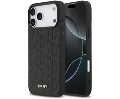 DKNY PU Leather Grid Pattern Magsafe dėklas skirtas Apple iPhone 17 Pro Max juodos spalvos