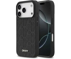 DKNY PU Leather Grid Pattern Magsafe dėklas skirtas Apple iPhone 17 Pro juodos spalvos
