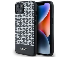 DKNY PU Leather Repeat Pattern Bottom Stripe MagSafe dėklas telefonui Apple iPhone 14 juodos spalvos