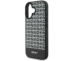 DKNY PU Leather Repeat Pattern Bottom Stripe MagSafe Apple iPhone 16 Plus dėklas telefonui juodos spalvos