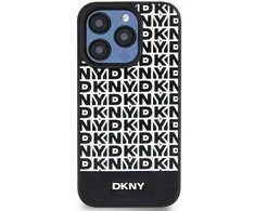 Apple iPhone 15 Pro DKNY odinis dėklas Printed Pattern Metal Logo MagSafe (DKHMP15LPSOSPK) juodos spalvos
