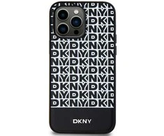 Apple iPhone 15 Pro Max DKNY odinis dėklas Printed Pattern Metal Logo MagSafe (DKHMP15XPSOSPK) juodos spalvos
