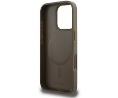 Dėklas DKNY PU odos kartotinio rašto apatinė juostelė MagSafe Apple iPhone 16 Pro Max Brown