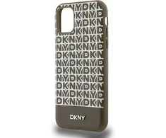 DKNY PU Leather Repeat Pattern Bottom Stripe MagSafe dėklas telefonui Apple iPhone 11 rudos spalvos