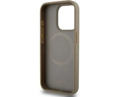 DKNY PU Leather Repeat Pattern Bottom Stripe MagSafe dėklas telefonui Apple iPhone 14 Pro Max rudos spalvos