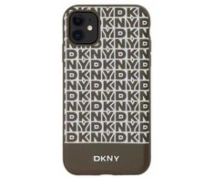 DKNY PU Leather Repeat Pattern Bottom Stripe MagSafe dėklas telefonui Apple iPhone 11 rudos spalvos