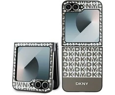 DKNY PU Leather Repeat Pattern Bottom Stripe Samsung Galaxy Z Flip6 dėklas telefonui rudos spalvos