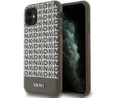 DKNY PU Leather Repeat Pattern Bottom Stripe MagSafe dėklas telefonui Apple iPhone 11 rudos spalvos