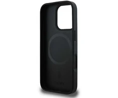DKNY PU Leather Repeat Pattern Bottom Stripe MagSafe Apple iPhone 16 Pro Max dėklas telefonui juodos spalvos