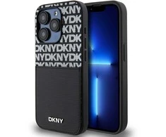 DKNY PU Leather Repeat Pattern Card Pocket dėklas telefonui Apple iPhone 14 Pro juodos spalvos