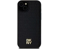 Apple iPhone 15 Plus / 14 Plus DKNY odinis dėklas Monogram Pattern Metal Logo MagSafe (DKHMP15MPSHRPSK) juodos spalvos