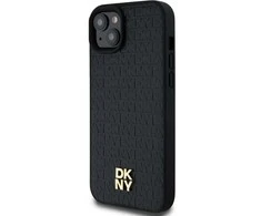 Apple iPhone 15 Plus / 14 Plus DKNY odinis dėklas Monogram Pattern Metal Logo MagSafe (DKHMP15MPSHRPSK) juodos spalvos