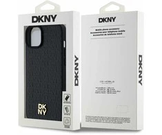 Apple iPhone 15 Plus / 14 Plus DKNY odinis dėklas Monogram Pattern Metal Logo MagSafe (DKHMP15MPSHRPSK) juodos spalvos