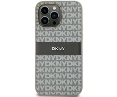 Apple iPhone 15 Pro Max DKNY dėklas odinis Mono Stripe & Metal Logo (DKHCP15XPRTHSLE) beige
