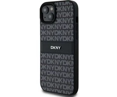 Apple iPhone 15 Plus / 14 Plus DKNY odinis dėklas Mono Stripe &amp; Metal Logo (DKHCP15MPRTHSLK) juodos spalvos