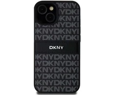 Apple iPhone 13 / 14 / 15 DKNY odinis dėklas Mono Stripe &amp; Metal Logo (DKHCP15SPRTHSLK) juodos spalvos
