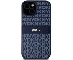 Apple iPhone 13 / 14 / 15 DKNY odinis dėklas Mono Stripe &amp; Metal Logo (DKHCP15SPRTHSLB) mėlynos spalvos