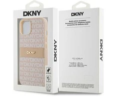 Apple iPhone 13 / 14 / 15 DKNY odinis dėklas Mono Stripe & Metal Logo (DKHCP14SPRTHSLP) rožinės spalvos