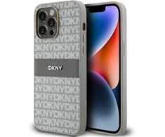 Apple iPhone 14 Pro DKNY dėklas odinis Mono Stripe & Metal Logo (DKHCP14LPRTHSLE) beige