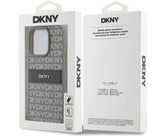 Apple iPhone 15 Pro DKNY odinis dėklas Mono Stripe &amp; Metal Logo (DKHCP15LPRTHSLE) beige