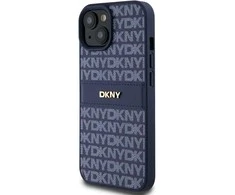 Apple iPhone 13 / 14 / 15 DKNY odinis dėklas Mono Stripe &amp; Metal Logo (DKHCP15SPRTHSLB) mėlynos spalvos