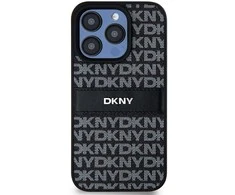 Apple iPhone 15 Pro DKNY odinis dėklas Mono Stripe & Metal Logo (DKHCP15LPRTHSLK) juodos spalvos