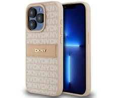 Apple iPhone 15 Pro Max DKNY odinis dėklas Mono Stripe & Metal Logo (DKHCP15XPRTHSLP) rožinės spalvos