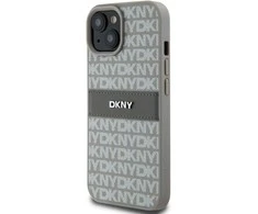 Apple iPhone 13 / 14 / 15 DKNY odinis dėklas Mono Stripe & Metal Logo (DKHCP15SPRTHSLE) beige
