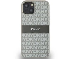 Apple iPhone 13 / 14 / 15 DKNY odinis dėklas Mono Stripe & Metal Logo (DKHCP14SPRTHSLE) beige