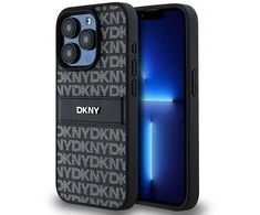 Apple iPhone 14 Pro DKNY odinis dėklas Mono Stripe & Metal Logo (DKHCP14LPRTHSLK) juodos spalvos