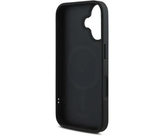 DKNY PU Leather Sidabrinis Metal Logo Magsafe Apple iPhone 16 Plus dėklas telefonui juodos spalvos