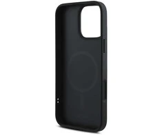 DKNY PU Leather Sidabrinis Metal Logo Magsafe Apple iPhone 16 Pro dėklas jūsų telefonui juodos spalvos
