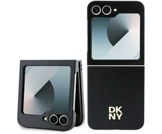 DKNY PU Leather Stack Logo Samsung Galaxy Z Flip6 dėklas telefonui juodos spalvos