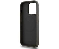 DKNY PU oda Stack Logo Magsafe dėklas telefonui iPhone 15 Pro Max pilkos spalvos