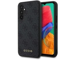 Guess GUHCS23FEG4GFGR S23 FE S711 pilkas kietas dėklas 4G Metal Gold Logo