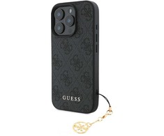 Guess 4G Charm Apple iPhone 16 Pro Max Tone on Tone dėklas telefonui pilkos spalvos