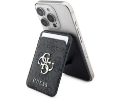 Dėklas Guess 4G Metal Logo MagSafe Cardslot Stand juodos spalvos