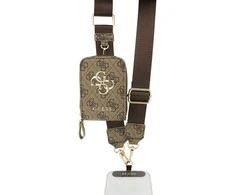 Dėklas Guess Crossbody Strap PU 4G Metal Logo + Purse rudos spalvos