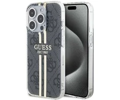 Dėklas GUESS GUHCP15LH4SGK IPHONE 15 PRO 6.1 "Juodas/Juodas HARDCASE IML 4G GOLD STRIPE