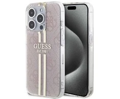 Dėklas GUESS GUHCP15LH4SGP IPHONE 15 PRO 6.1 "Rožinis/Rožinis HARDCASE IML 4G GOLD STRIPE