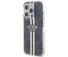 Dėklas GUESS GUHCP15LH4SGK IPHONE 15 PRO 6.1 "Juodas/Juodas HARDCASE IML 4G GOLD STRIPE