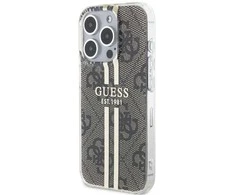 Dėklas GUESS GUHCP15LH4SGW IPHONE 15 PRO 6.1 "BROWN/BROWN HARDCASE IML 4G GOLD STRIPE