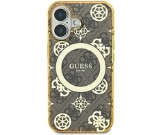 Guess IML Peony On 4G Background MagSafe Apple iPhone 16 Case – dėklas telefonui rudos spalvos